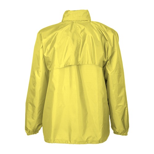 190T polyester windbreaker with fold-away hood with zip. Folds up into a waist bag