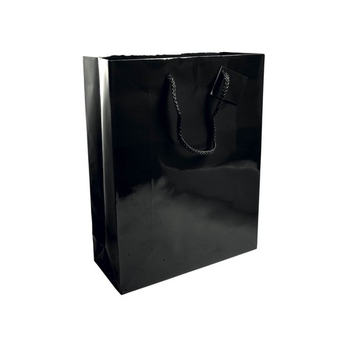 157 g/m2 laminated paper shopping bag with gusset and bottom reinforcement, string handles