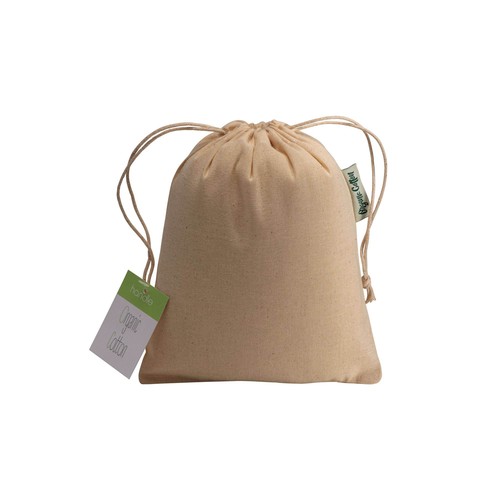 Pochon cadeau en coton organique, 140 g/m2, 15 x 20 cm