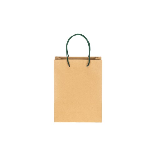 150 g/m2 natural recycled paper bag with gusset and short colored handles