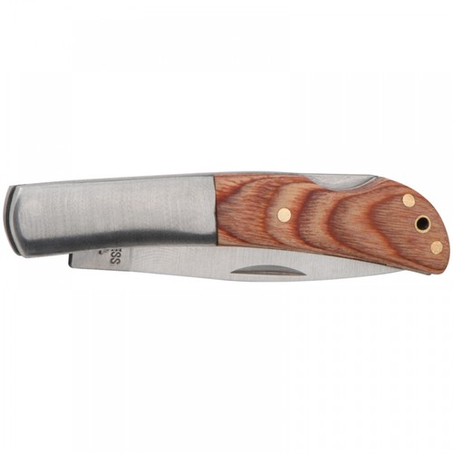 Folding knife with wooden handle