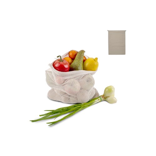 Herbruikbaar groente & fruit zakje OEKO-TEX® katoen ecru 30x40cm