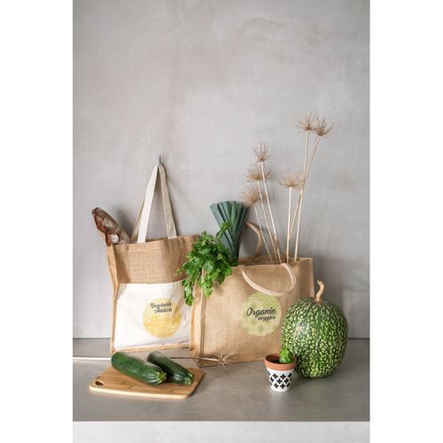BRAGA. Sac en jute (240 g/m²) avec pochette 100% coton (140 gm²)