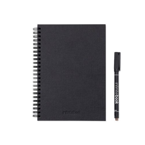 STARTER KIT INFINITEBOOK A5 PLANNER TEXTURE. Kit comprising "Infinitebook" with hard cover, 1 cleaning kit, 1 marker and 1 ballpoint holder
