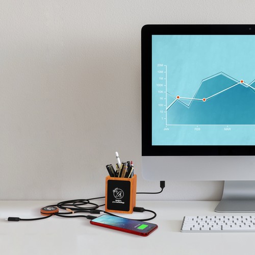 hub wooden pencil holder