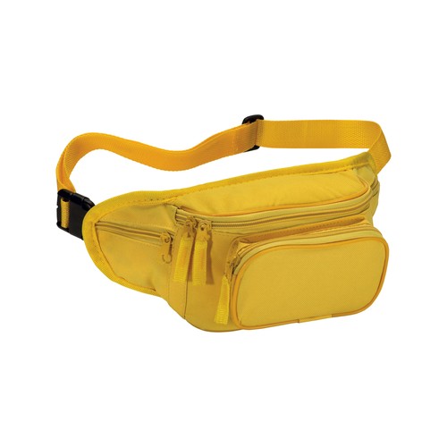 600D polyester 5-pocket waist bag with adjustable waist strap and clip closure
