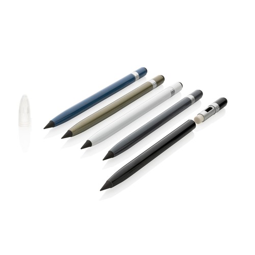 Aluminium inkless pen with eraser