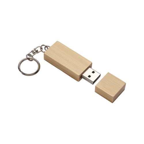 4 Gb USB-Stick aus Holz mit Schlüsselring aus Metall
