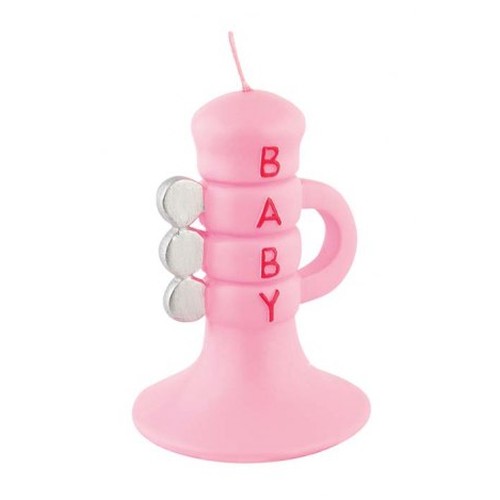 BOUGIE "TROMPETTE" BÉBÉ ROSE H75 MM