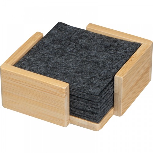 15 felt coasters in bamboo stand