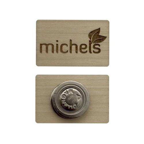 Badge en bois AIMANTÉ - France Carré 40 mm Plaqué bois