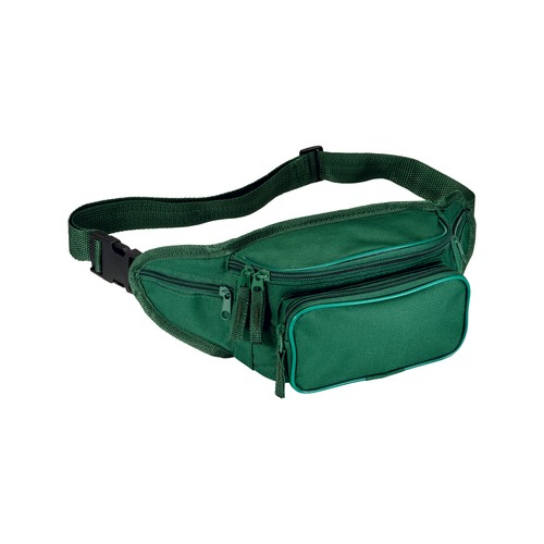 600D polyester 5-pocket waist bag with adjustable waist strap and clip closure