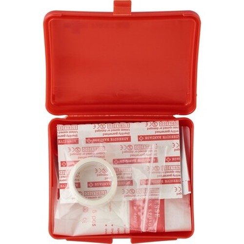 First aid kit in plastic case, 10 pcs