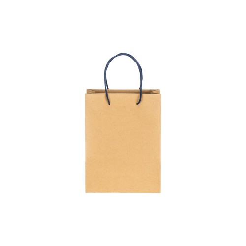 150 g/m2 natural recycled paper bag with gusset and short colored handles