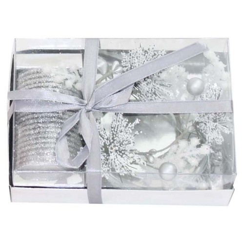 BOUGIE VERRE ARGENT AVEC SOUCOUPE