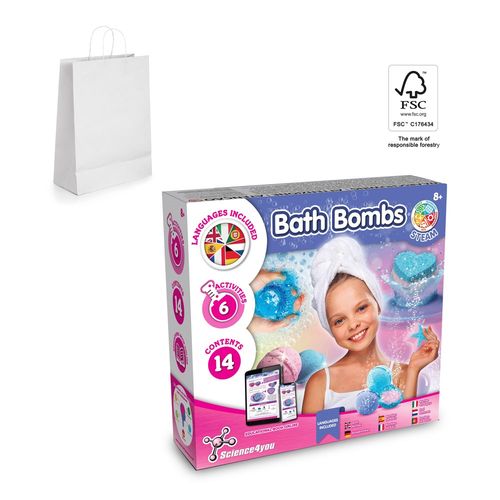 Bath Bombs Kit II. Educational toy supplied with a kraft paper gift bag (90 g/m²), made from FSC™ certified material and other controlled materials