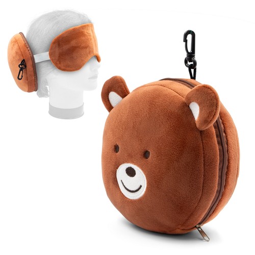 Plush teddy bear, travel pillow, eye mask | Ren