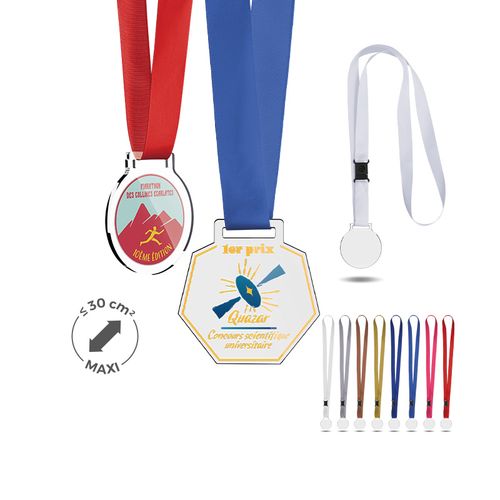 3MM THICK 30CMv MAX PLASTIC (PMMA) MEDAL WITH SATIN CORD