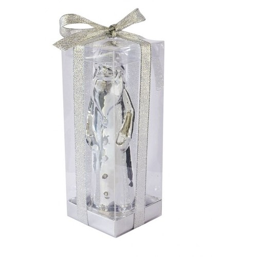 CANDLE SANTA CLAUS SILVER SHINY
