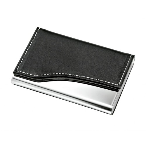 BUSINESS CARD CASE METAL - PU BLACK