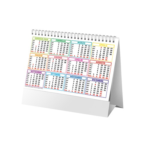 2026 Multicolour Monthly Desk Calendar, 13 sheets on matte coated paper