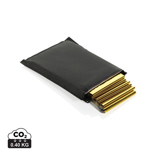 Solra emergency blanket in RCS recycled RPET pouch