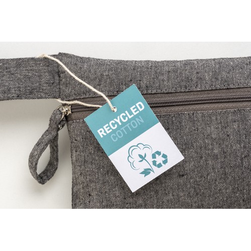 Document holder made of 180 g/m2 recycled cotton with zipper closure, GRS certified