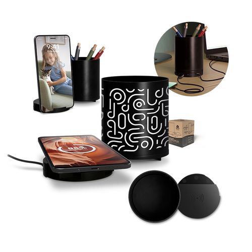 10W INDUCTION CHARGER WITH HUB AND PENCIL POT