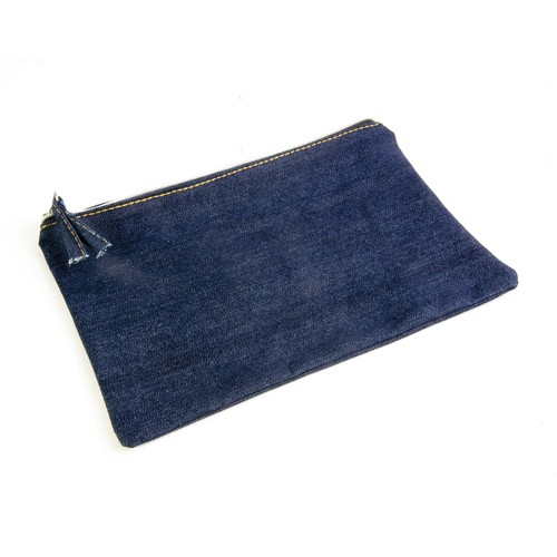 Beauty case en coton DENIM 220 g/m2 (85% coton - 15% polyester) avec fermeture éclair