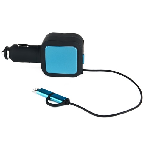 Car charger with retractable cable