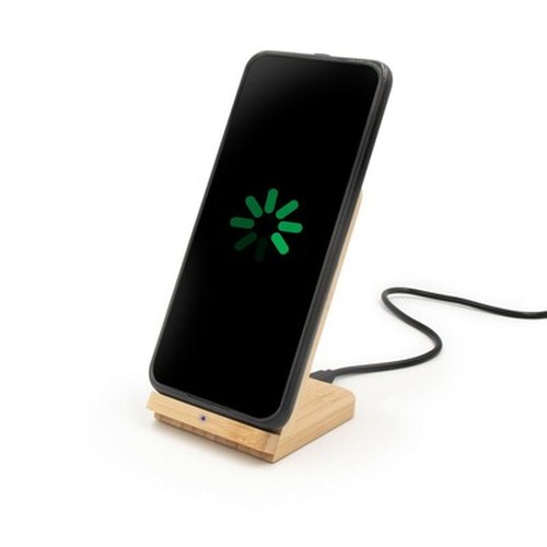 B'RIGHT chargeur sans fil en bambou 10W, support pour téléphone | Wilder