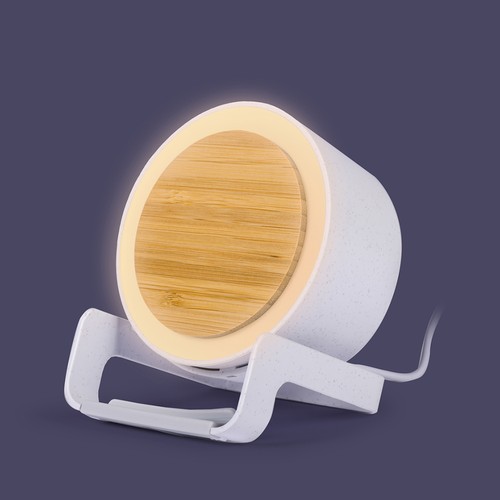 BLUETOOTH SPEAKER WITH WIRELESS CHARGER IN WHEAT STRAW+ABS,BAMBOO