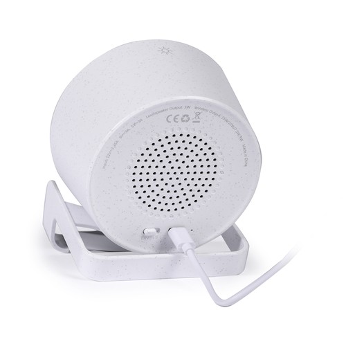 BLUETOOTH SPEAKER WITH WIRELESS CHARGER IN WHEAT STRAW+ABS,BAMBOO