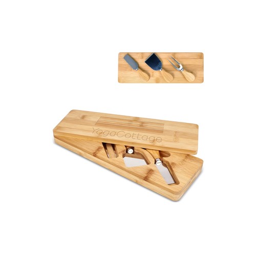 3pc Bamboo cheese serving set