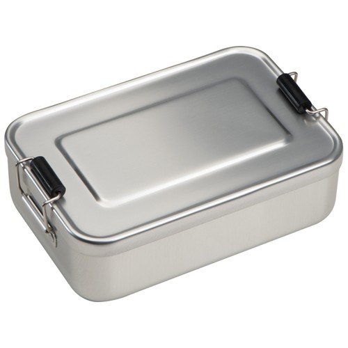Aluminum lunch box with closure