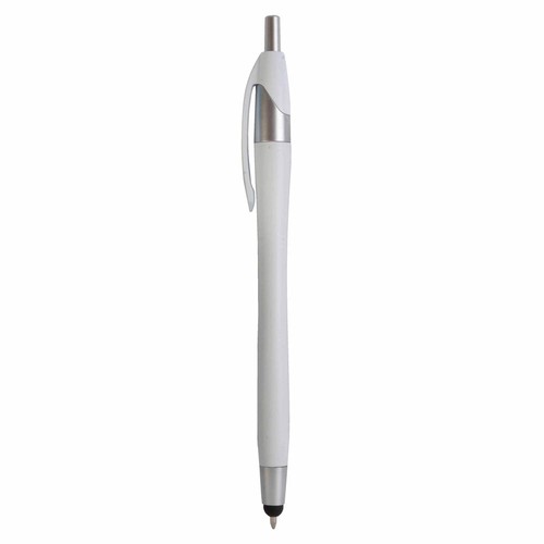 Plastic snap pen with touchscreen rubber tip