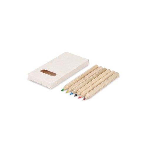 6 colouring pencils in recycled milkcarton box
